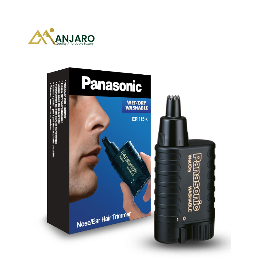 Panasonic ER115 Nose & Ear Hair Trimmer – Cordless Rotary Grooming Trimmer with Washable Head