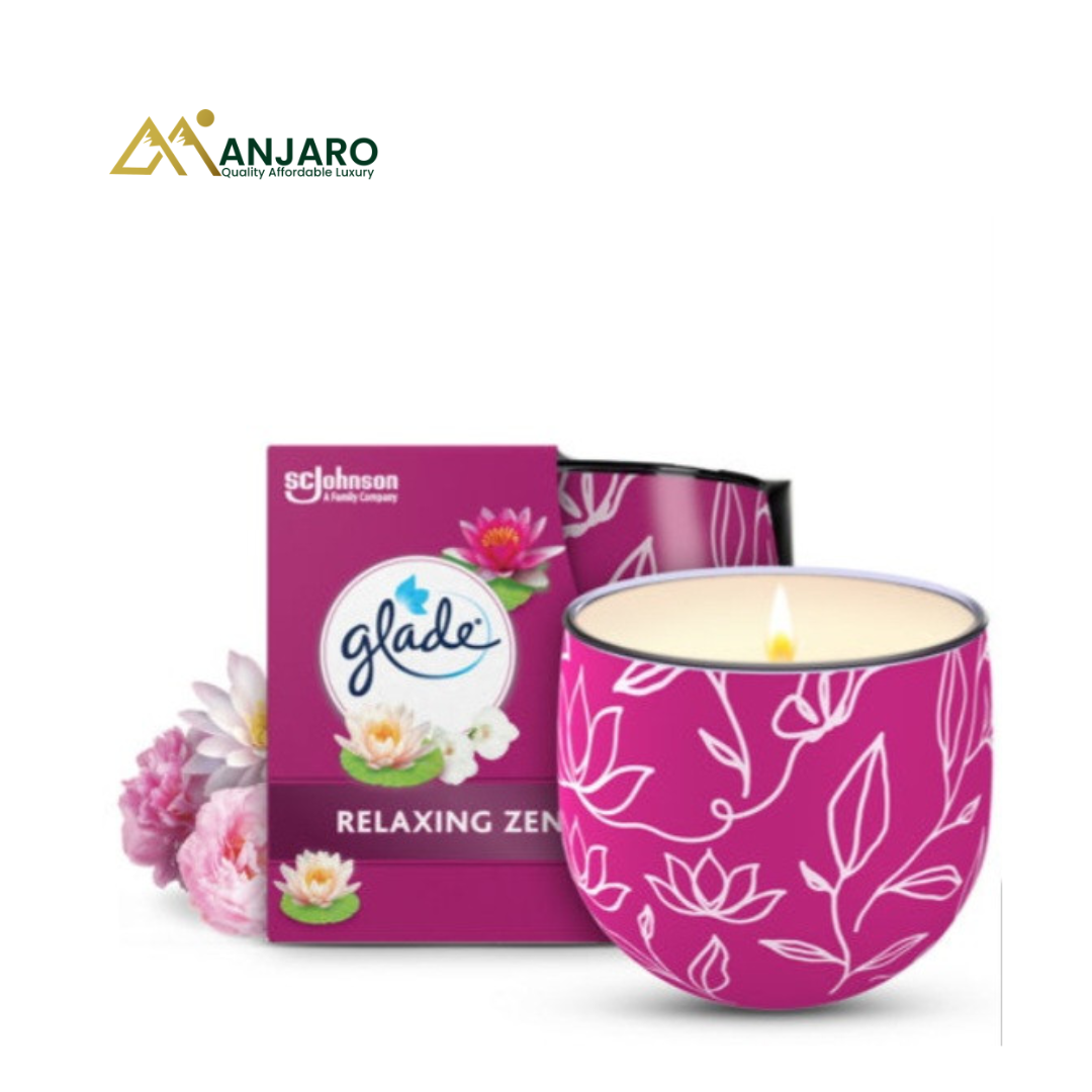 Glade Scented Glass Jar Candles – Eco-Friendly Wax Made Without Palm Oil – Relaxing Zen & Sheer Vanilla Blossom