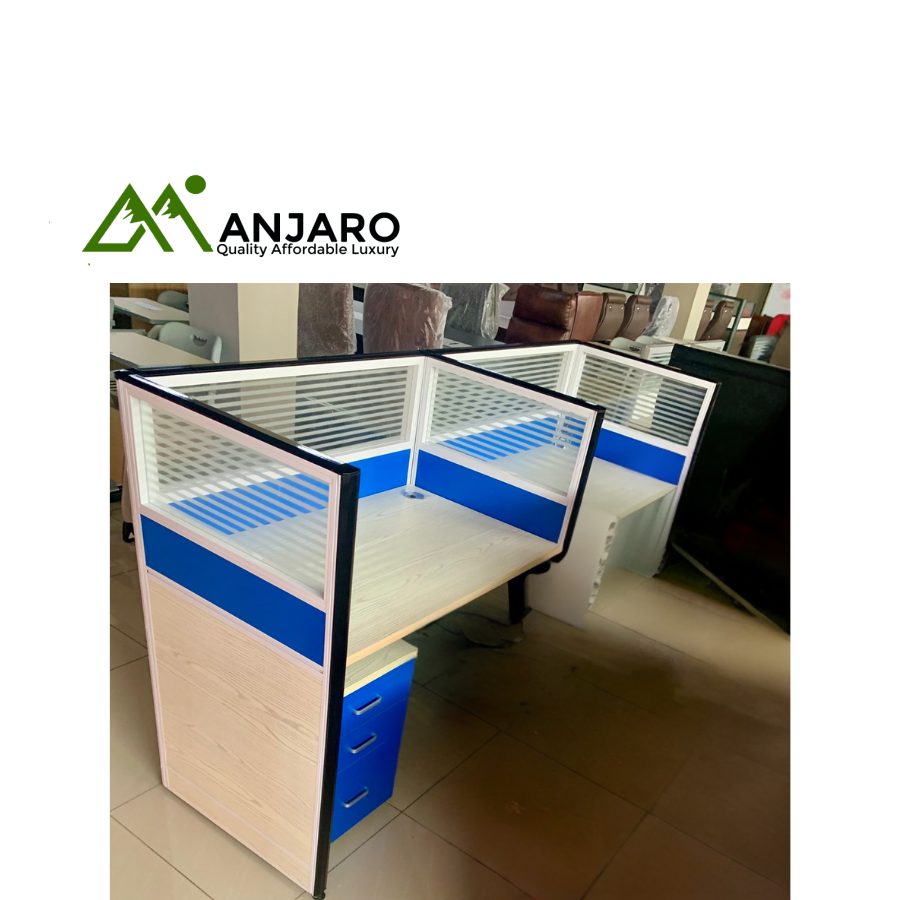 2-Seater Modular Office Workstation Desk with Storage Drawers – Compact Cubicle Design