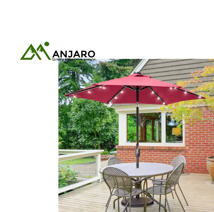 7.5ft Outdoor LED Solar Patio Market Umbrella – Lighted Shade with Push Button Tilt & UV Protection