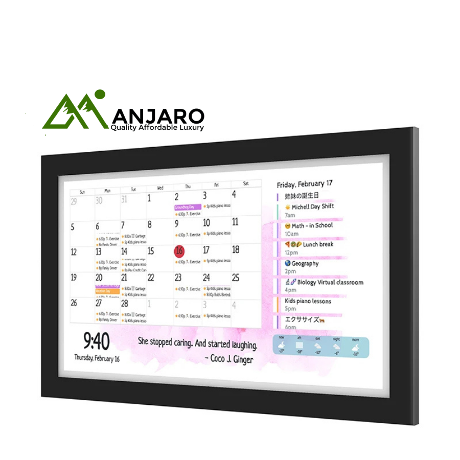 Digital 21.5-Inch Touch-Screen Wall Calendar Planner – Android 13 Smart Family Organizer with WiFi & POE