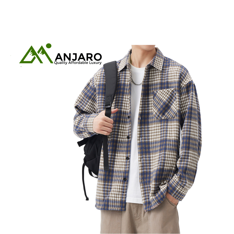Men’s New Spring/Autumn Casual Long-Sleeved Plaid Shirt – Versatile Artistic Polyester Cotton