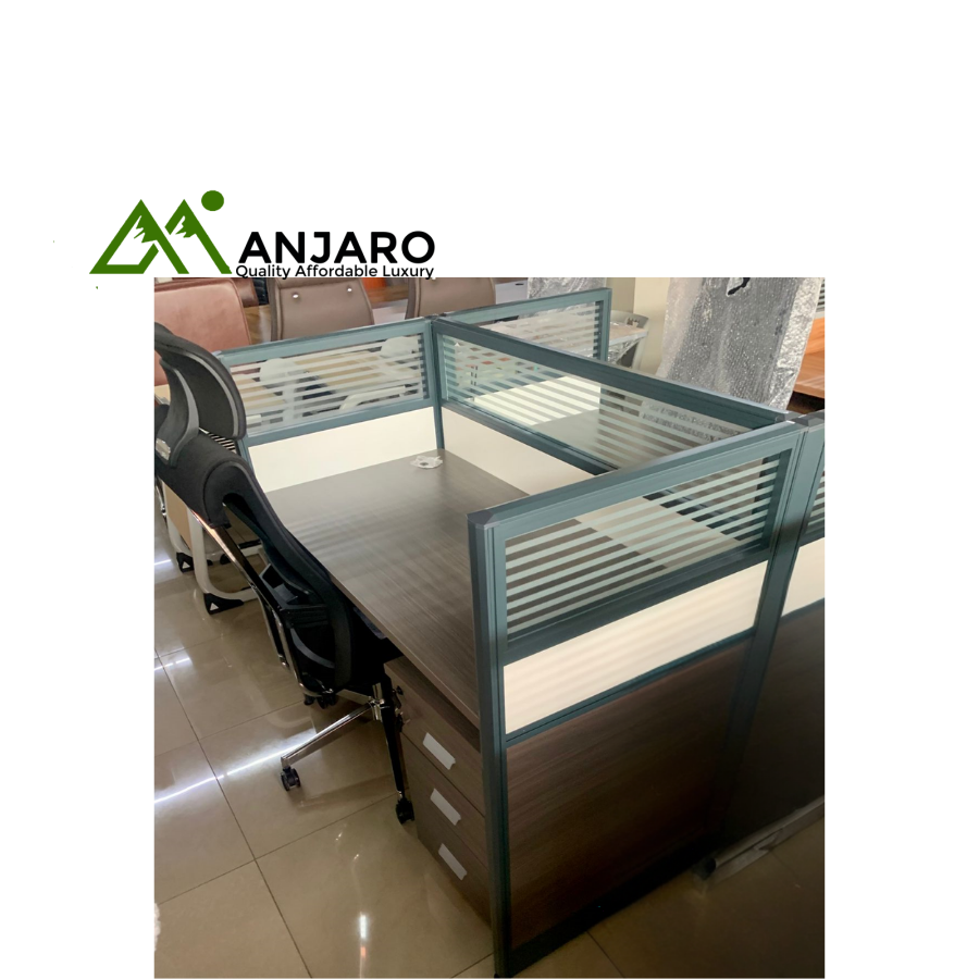 2-Seater Modular Office Workstation Desk with Storage Drawers – Compact Partition Cubicle