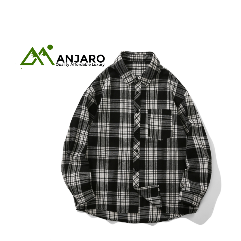 Men’s Single-Breasted Plaid Outerwear Jacket – Large Size Anti-Pilling Long-Sleeved Casual Shirt