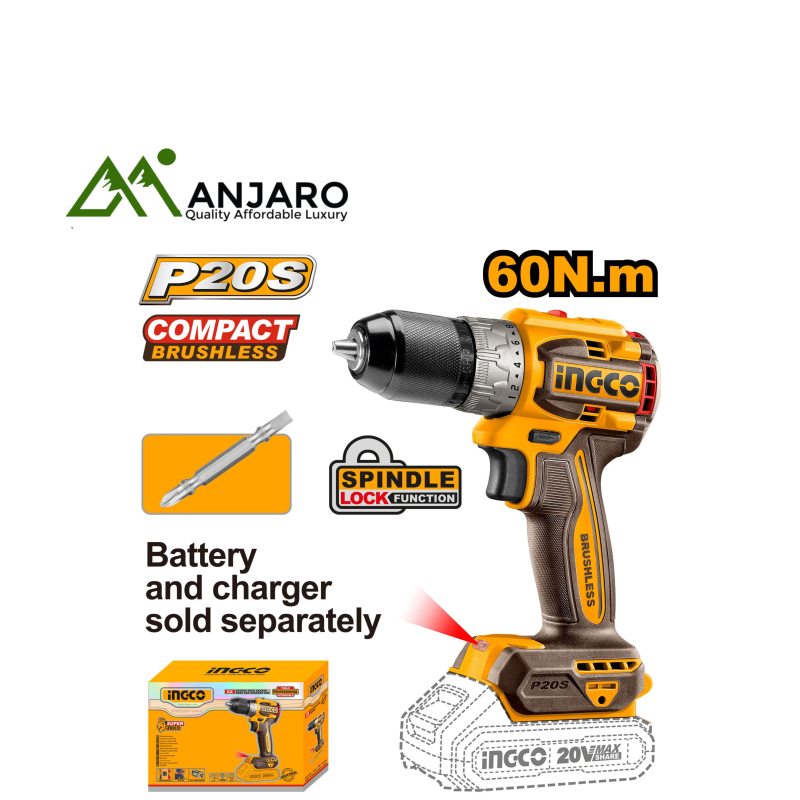 Ingco CDLI206021 Compact BrushlessCordless Drill