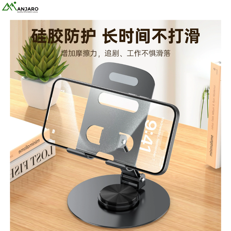 All-Metal Rotatable & Foldable Desktop Phone Stand – Portable Universal Holder for Live Streaming & Show Watching(shipping fee included)
