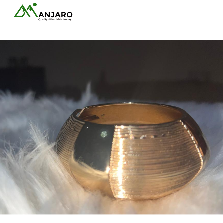 Gold-Tone Grooved Bangle Bracelet – Modern Minimalist Jewelry for Women | Bold & Elegant Wrist Accessory