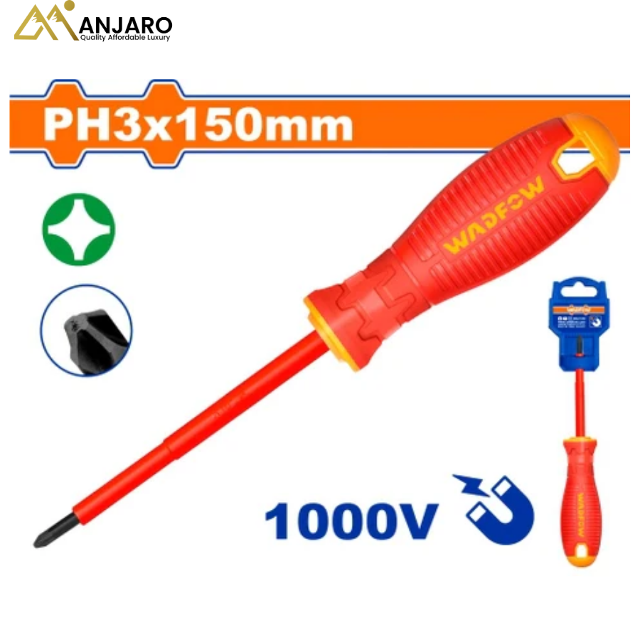 Wadfow Insulated Phillips Screwdriver – PH3, 1000V, Cr-V Steel, 150mm WSD7236