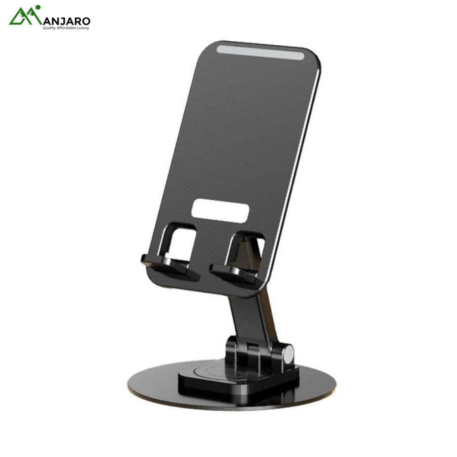 K39 Carbon Steel Desktop Phone & Tablet Stand – 360° Rotating Foldable Lifting Lazy Bracket for Home & Live Streaming(shipping fee included)