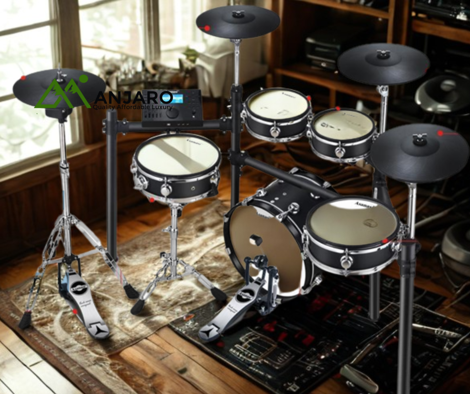 MX516 Electric Drum Set – Mesh 5-Drum, 4-Cymbal Kit with Extensible Poplar Shells & Real Pedal Simulation (No Throne)