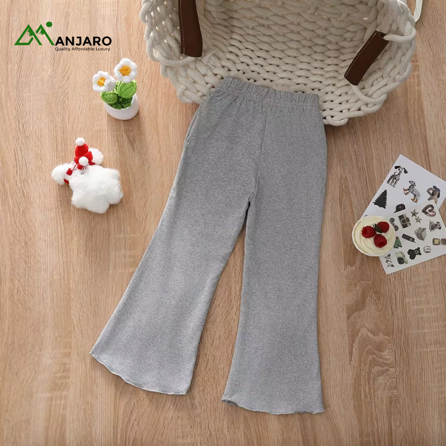 Wholesale Kids Bell-Bottom Pants – Cartoon Casual Stretch Leggings for Girls, Autumn & Spring(Shipping Fee Included)