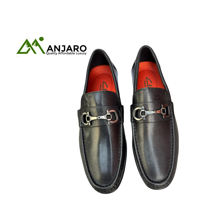 Clarks Black Leather Horse-bit Loafers - Premium Finish | Timeless Executive Footwear | Elegant & Modern Style