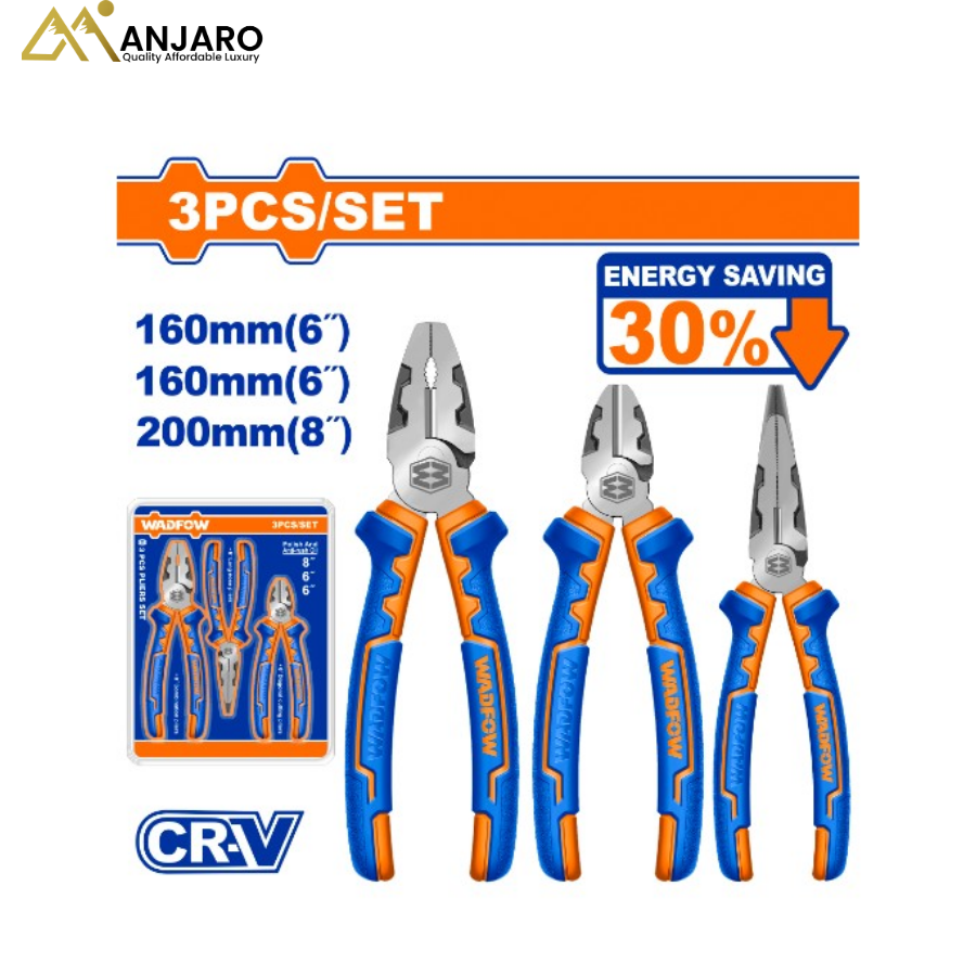 Wadfow 3-Pcs High Leverage Pliers Set – Cr-V Heavy-Duty Hand Tools WPS0613