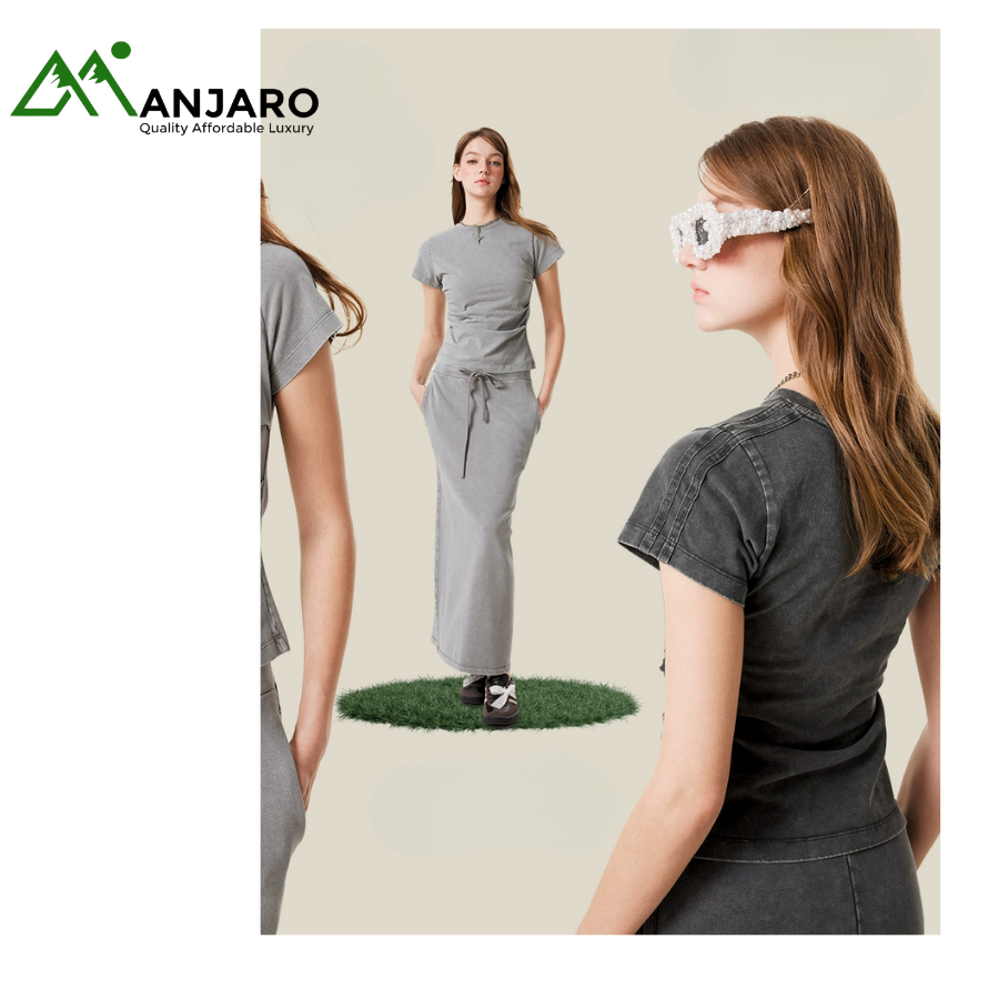 BE Women's Clothing Summer American Y2K Slim-Fit Washed T-Shirt | Hot Girl Straight Shoulder Short Sleeve Cotton Tee for Women(Shipping Fee Included)