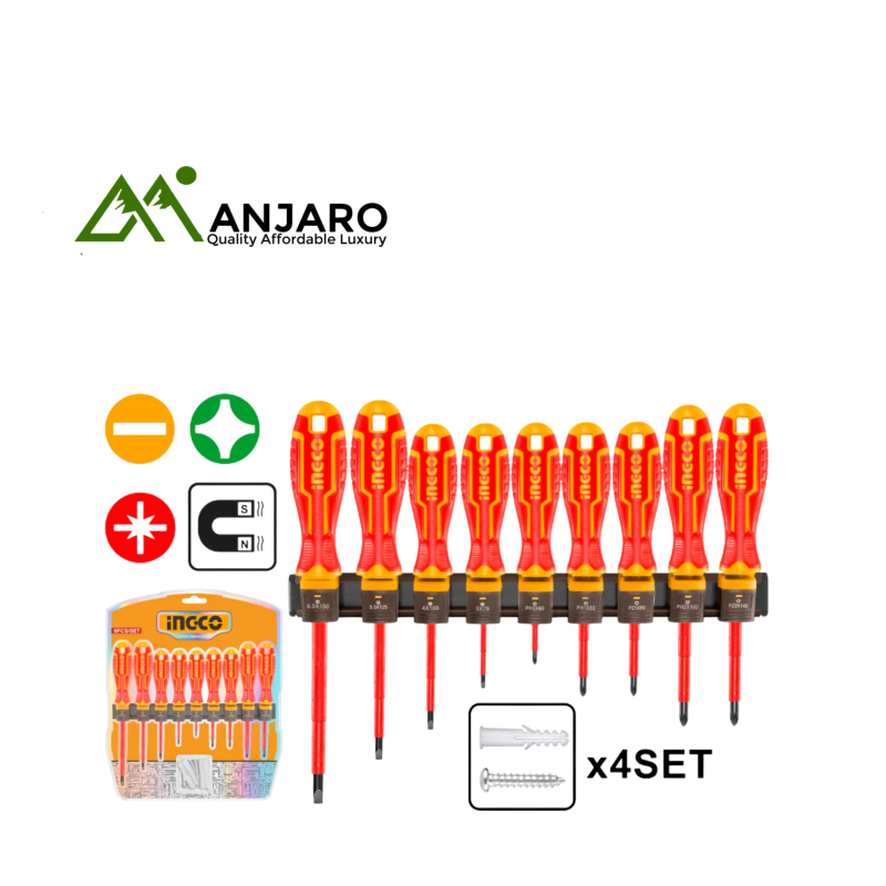 Ingco  9 Pcs Insulated Screwdriver Set HKISD0908