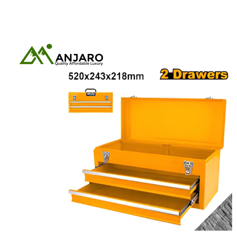 HTB06 Drawer Portable Steel Tool Box – 2-Drawer Heavy-Duty Storage Organizer (520×218×243mm)