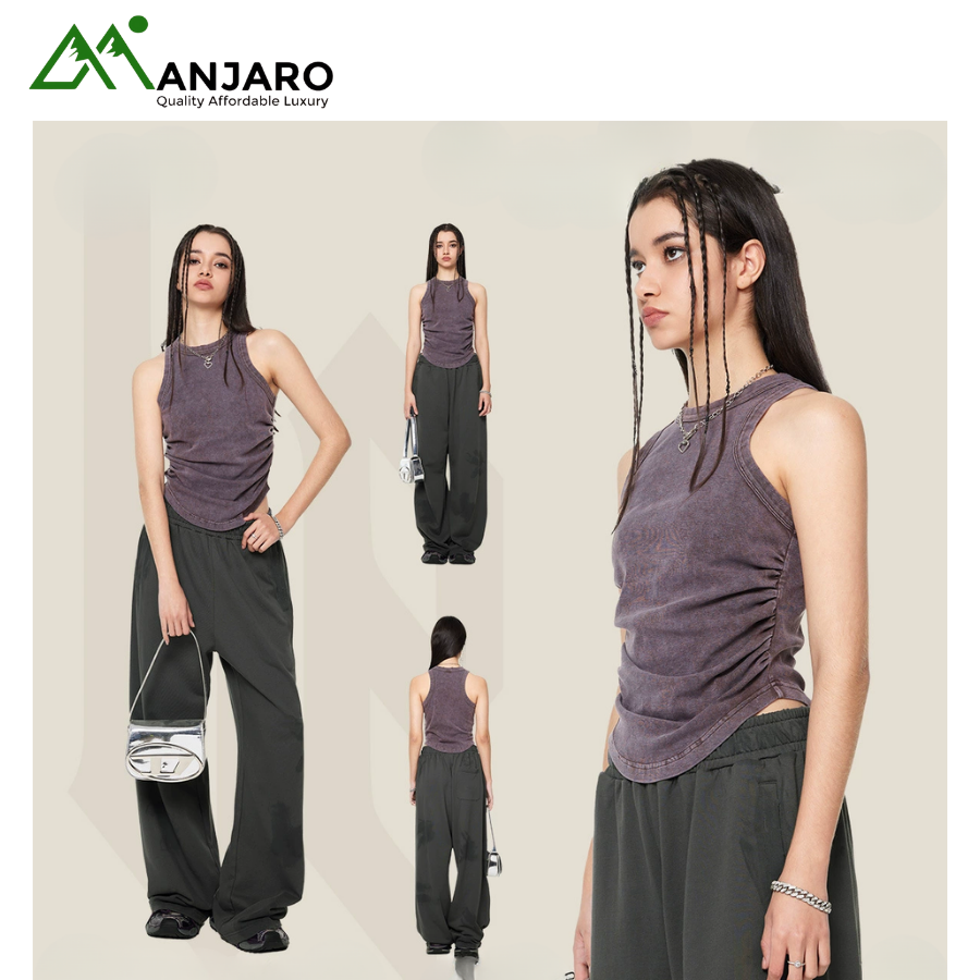 BE Women’s Clothing Spring/Summer American Street Style Pleated Vest | Sexy Pure Desire Cotton Slim-Fit Cropped Top for Women(Shipping Fee Included)