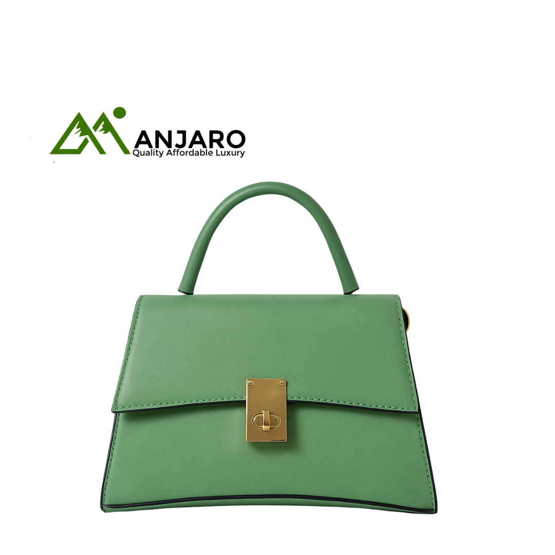 Chic  Structured Top Handle Bag – Sleek & Stylish with Gold Lock