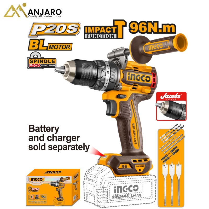 INGCO  Brushless Cordless Impact Drill – 20V CIDLI209685