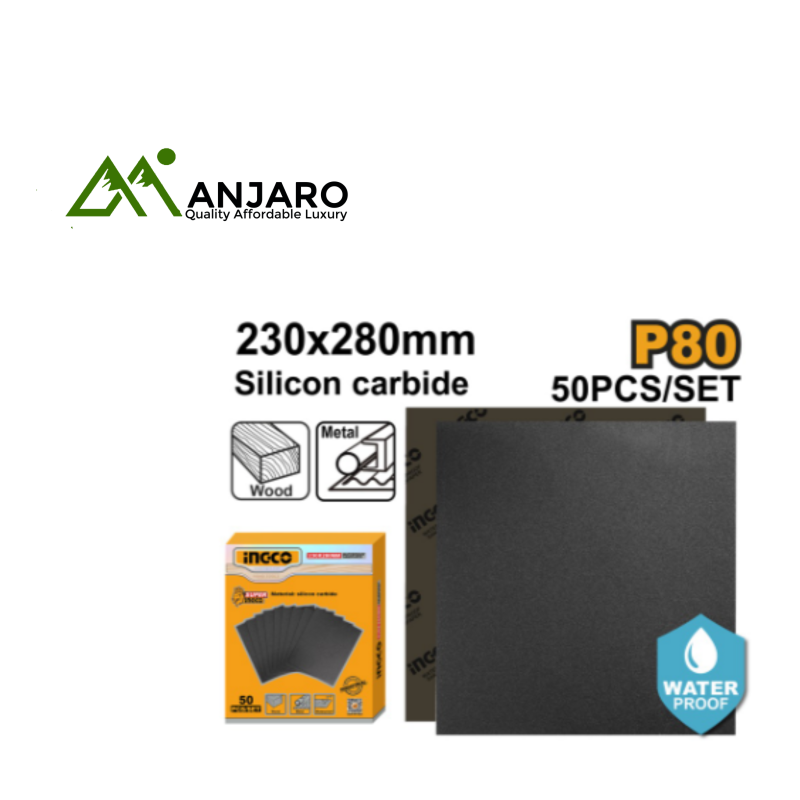 AKHS008016 Waterproof Sandpaper Set 230x280mm (50 Pcs) – Silicon Carbide Sheets for Smooth Multi-Surface Finishing