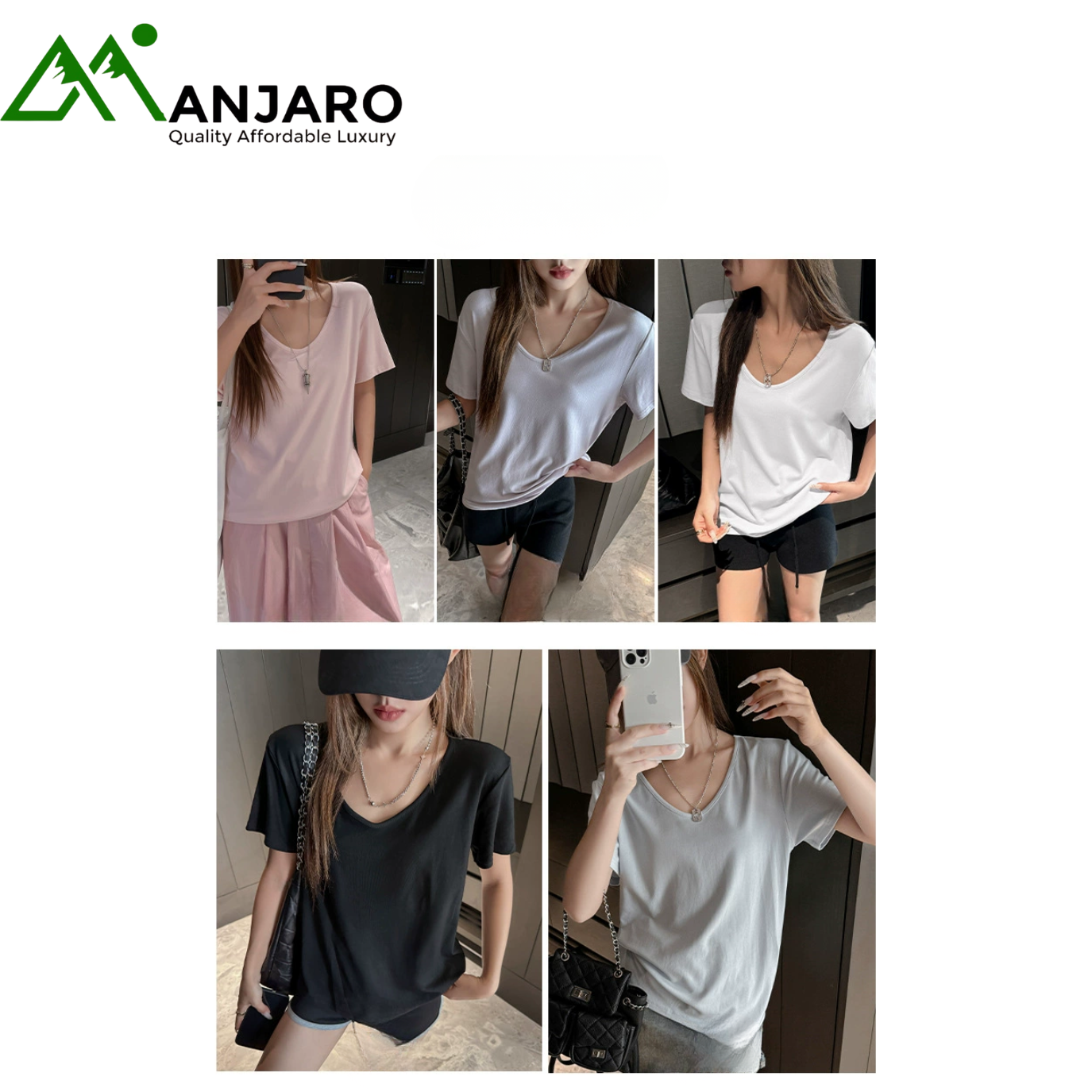Modal V-Neck Oversized Short-Sleeved T-Shirt for Women (Shipping fee Included)