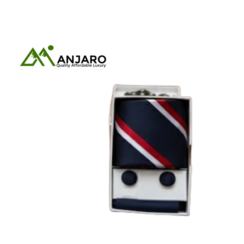 Patriotic Red & White Stripe Tie & Cufflink Set