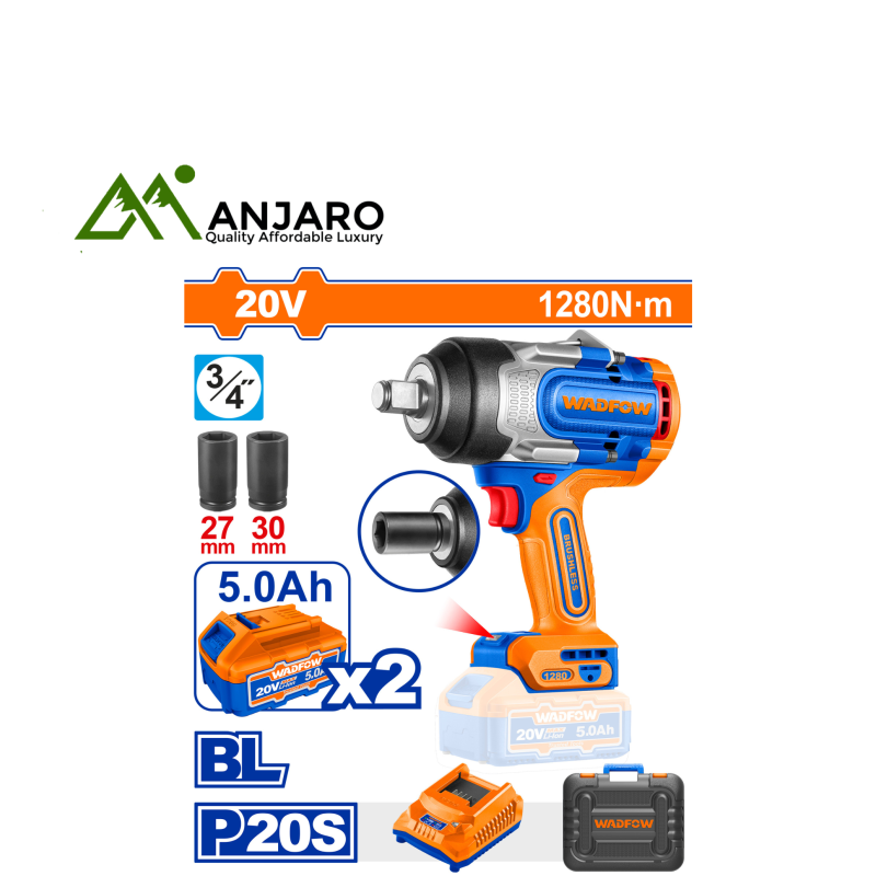 20V Brushless Cordless Impact Wrench – 3/4" Drive, 1 280Nm   WCD1B128