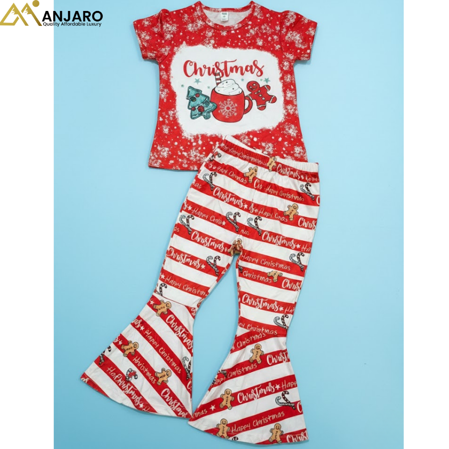 Kids Christmas Red Top & Flare Pants Set – 3/4/5 Years