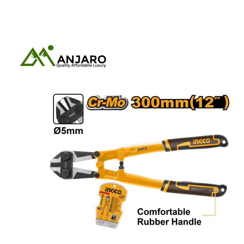 HBC0812 12" Heavy-Duty Bolt Cutter with Cr-Mo Blade & Ergonomic TPR Handle – Precision Cutting Power