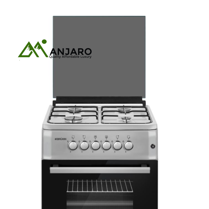 Bruhm BGC-6640G2 4-Burner Gas Cooker with Oven and Grill – Sleek Silver Design for Efficient Cooking