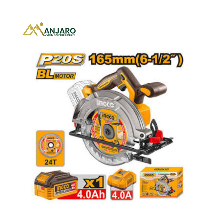 Ingco Cordless Circular Saw– Brushless Motor – 165mm (6-1/2") Blade CSLI16523