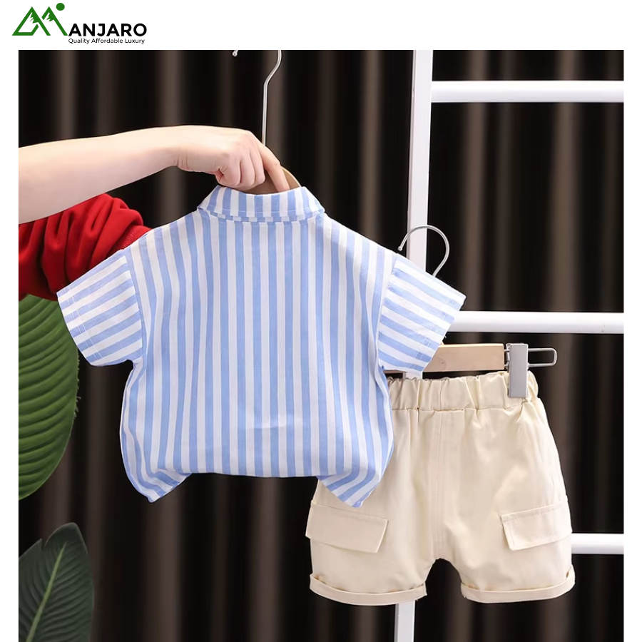 Summer Boys Cotton Clothing Set – Short Sleeve Polo T-Shirt & Shorts Casual 2-Piece Outfit (Shipping Fee Included)