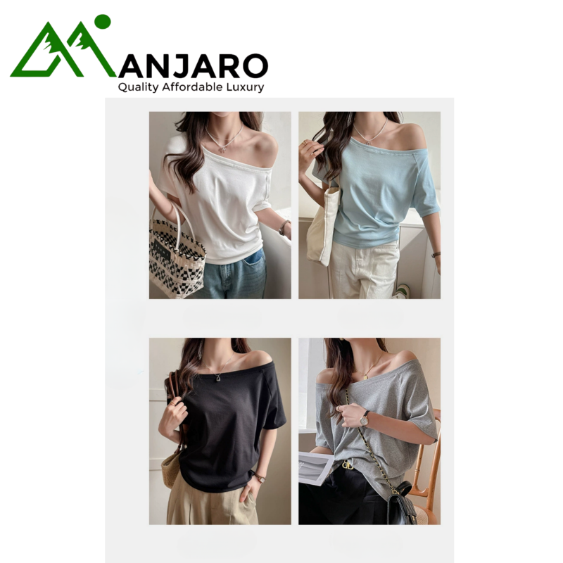 One-Shoulder Loose Fit Women’s T-Shirt (Shipping fee Included)