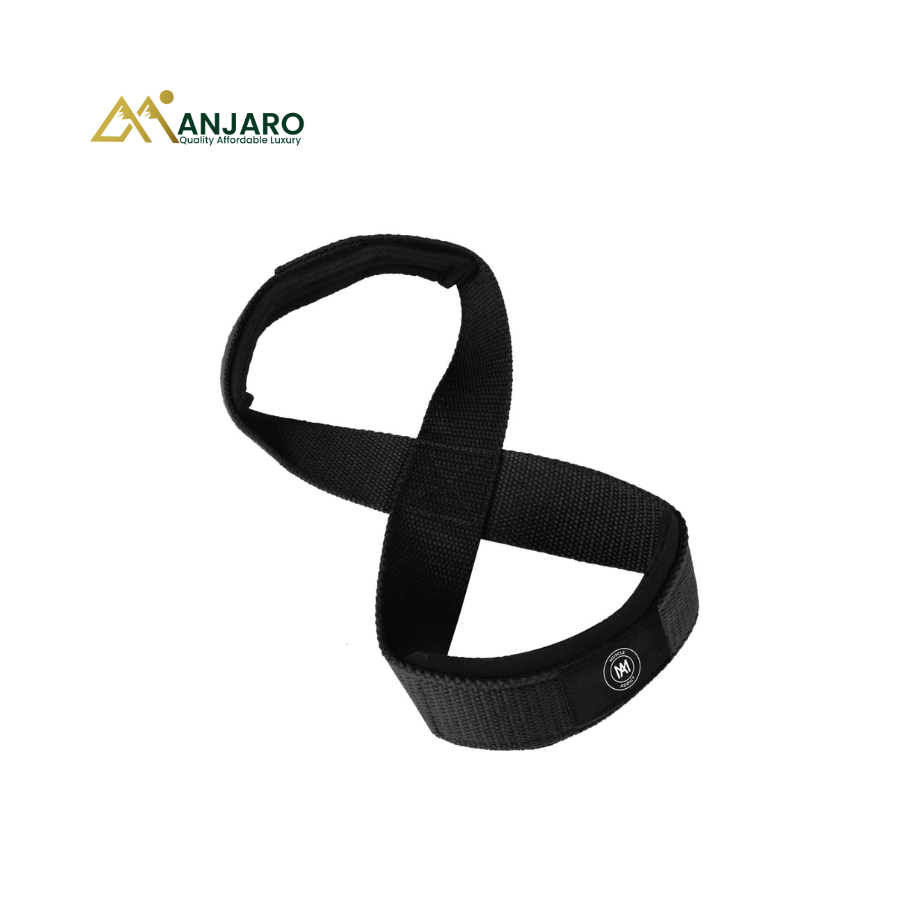 Figure 8 Lifting Straps Weightlifting Wrist Straps – Black – Heavy Duty