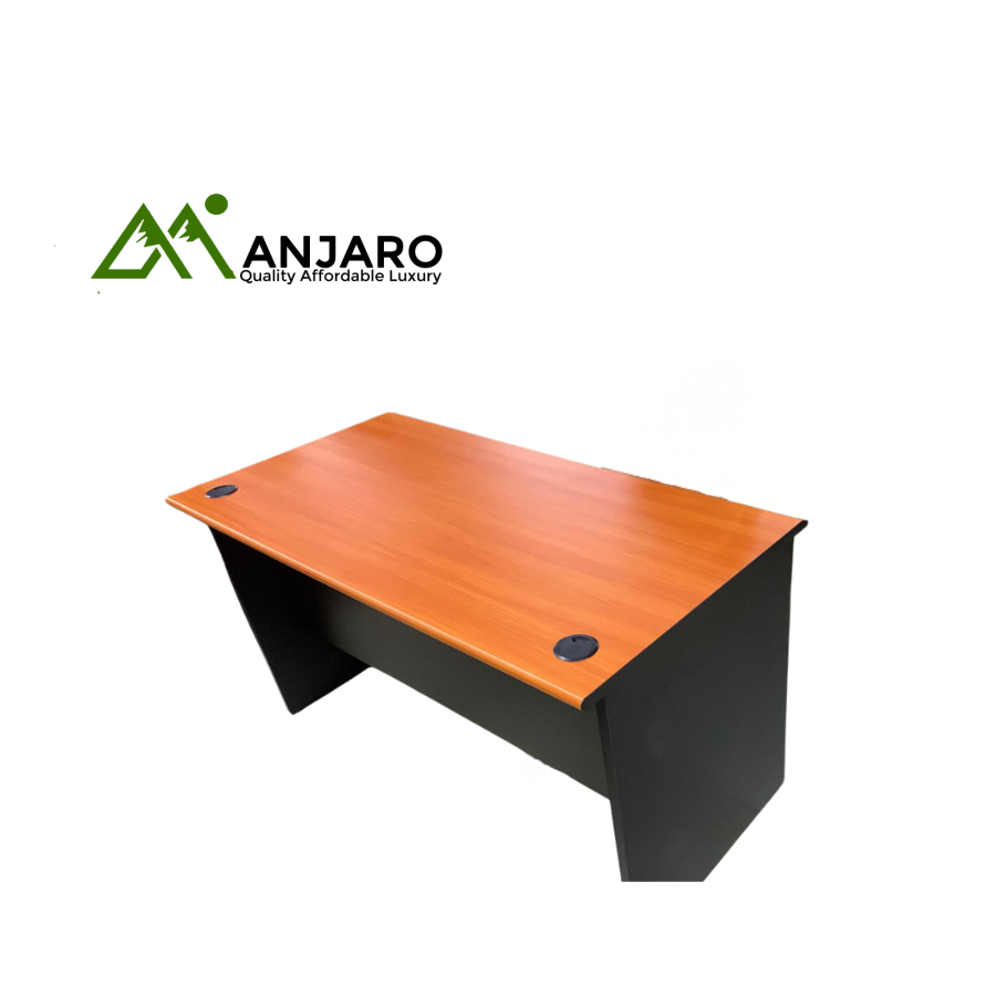 Modern Executive Office Desk – Wooden Top with Black Base & Cable Management Holes