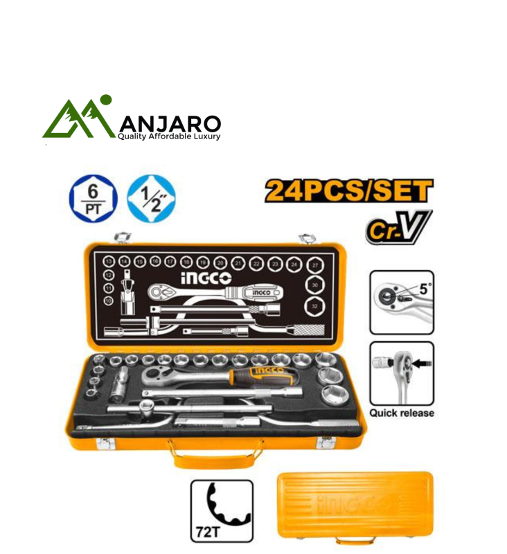 Ingco HKTS0243 24 Pcs 1/2" socket set