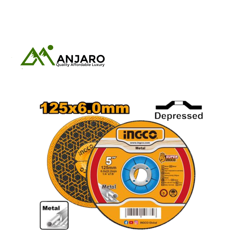Ingco Abrasive Metal Grinding Disc – 125mm x 6.0mm x 22.2mm MGD601251