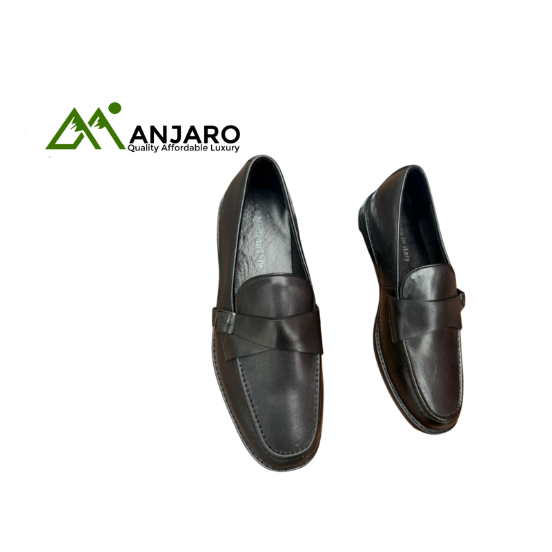 BOSS Men’s Black Leather Loafers – Premium Slip-On Dress Shoes for Timeless Style & Comfort