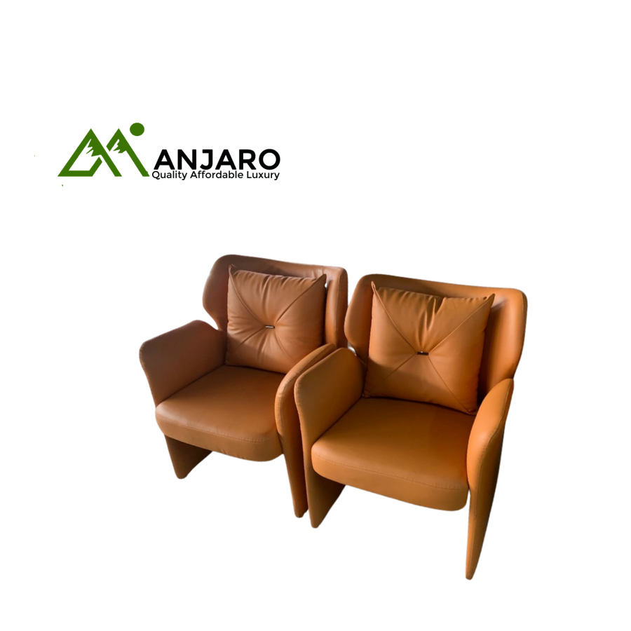 Modern Leather Lounge Armchair – Stylish Tan Brown Single Seater Sofa for Living Room & Office