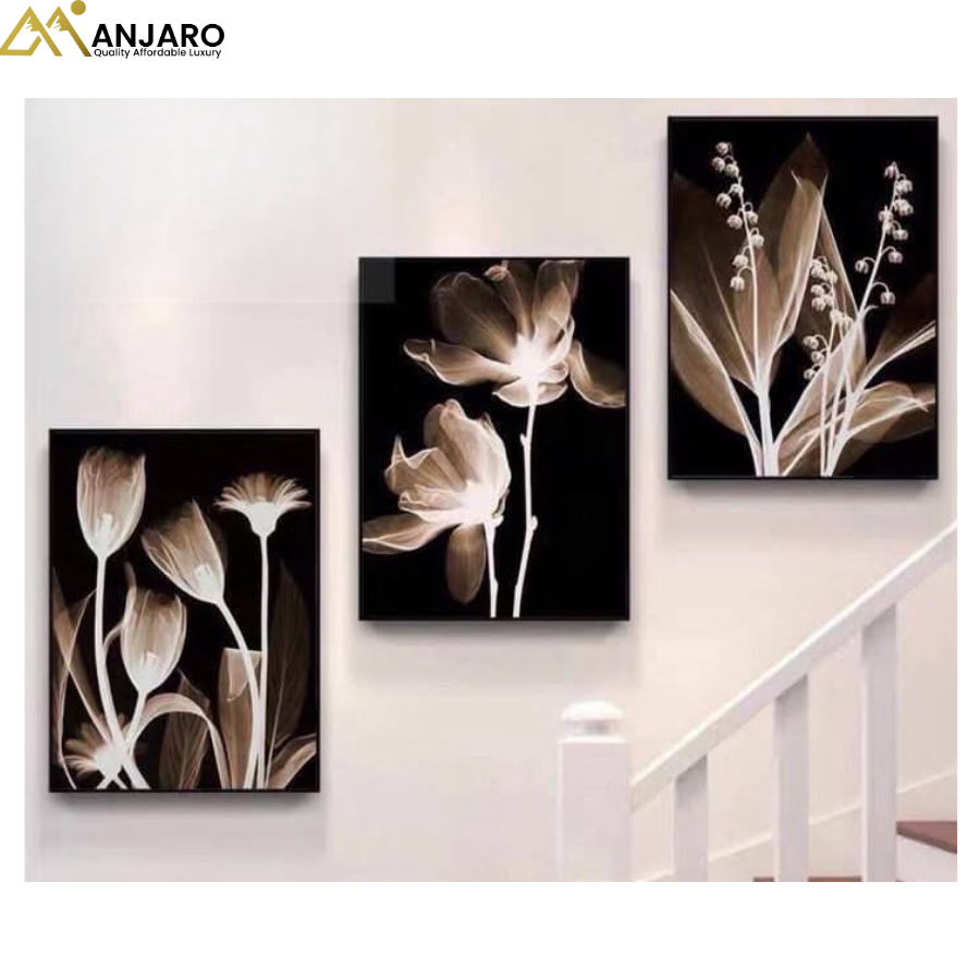 Floral Wall Art Set – 3 Panel Modern Botanical Décor