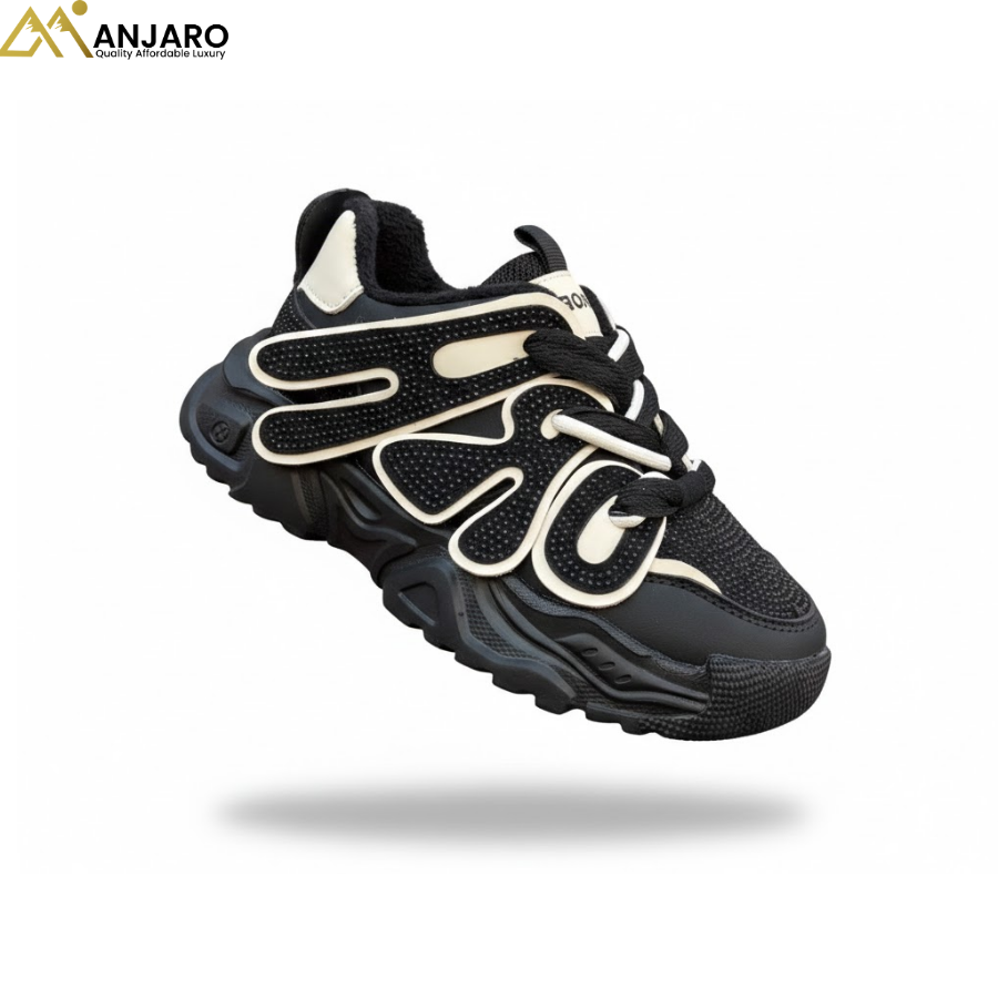 Butterfly Glam Girls Chunky Sneakers – Black/Cream – Size 26/27