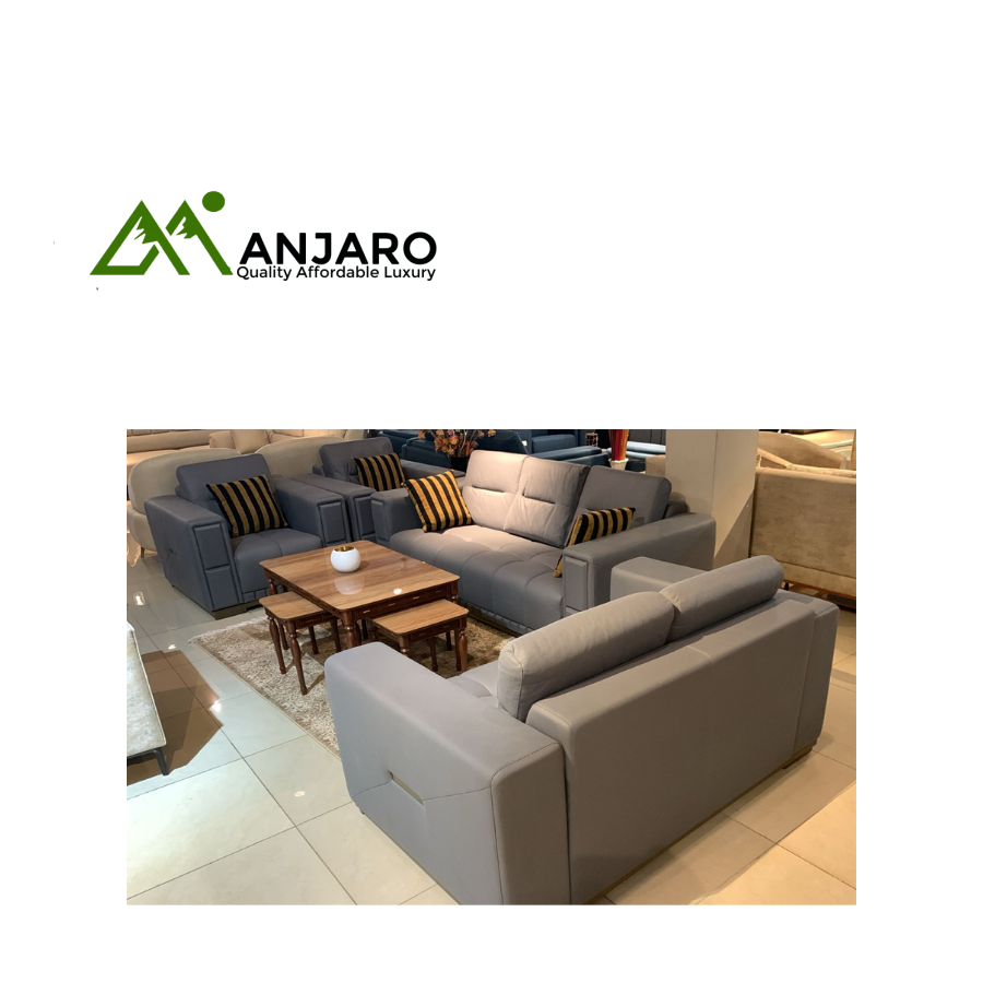 Modern Light Grey Leatherette Modular 7-Seater Sofa Set – Dynamic Comfort and Sleek Design