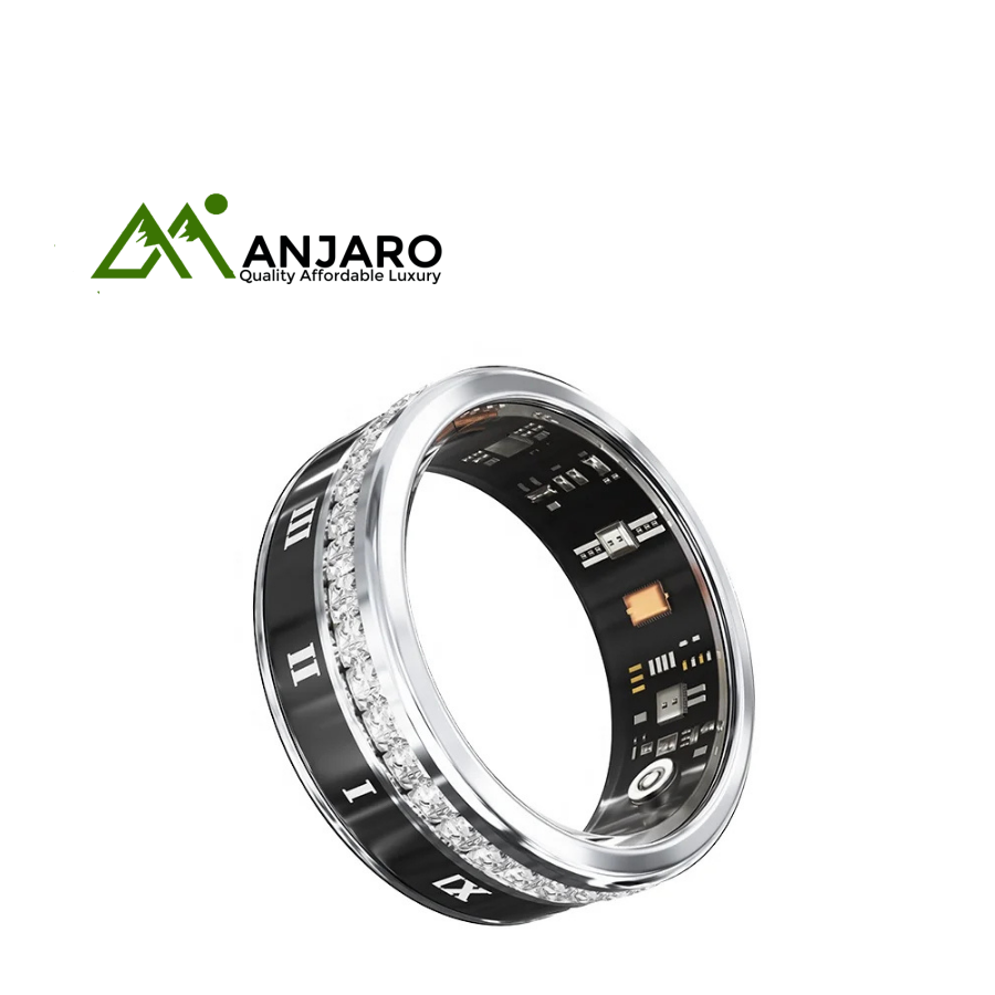 V2 Diamond-Inlaid Smart Ring – IP68 Health Ring with Blood Oxygen, Sleep & NFC