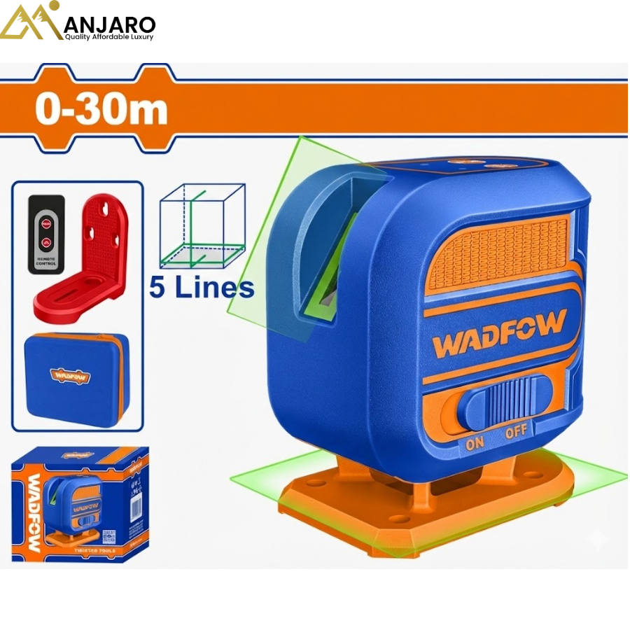 Wadfow Self-Leveling Line Laser – Green 360° Horizontal & Vertical Laser Level (30m) WLE3M06